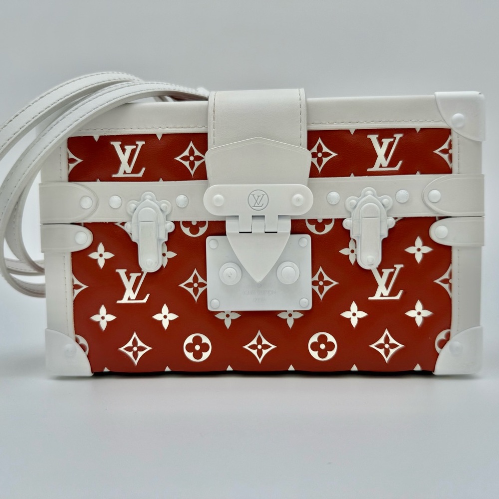 Louis Vuitton White & Terracotta Monogram Petite Malle Crossbody